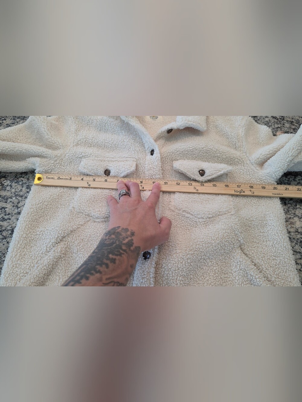Marine Layer Cream Sherpa Teddy Fleece Jacket Shacket XS Cozy Oversized - Picture 8 of 12